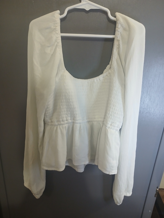 Hollister Tops - Hollister White Long-Sleeve Peplum Top